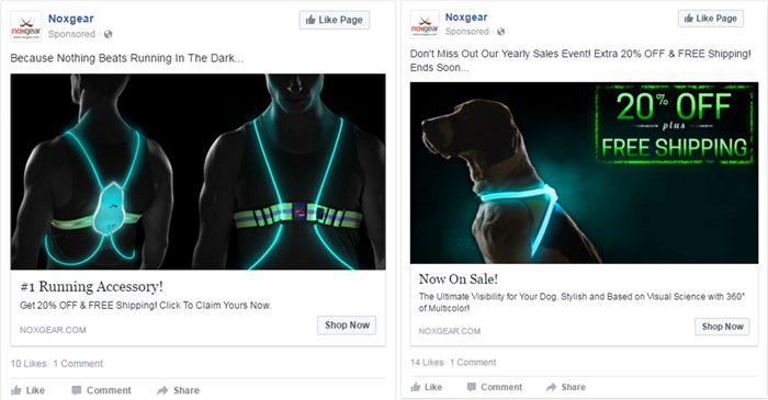 Products and Facebook Ad example